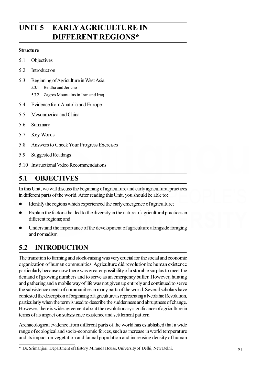 Unit 5 Early Agriculture in Different Regions*