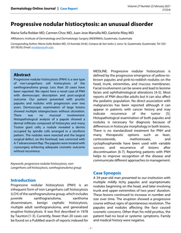 Progressive Nodular Histiocytosis: an Unusual Disorder