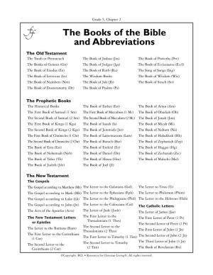 The Books of the Bible and Abbreviations