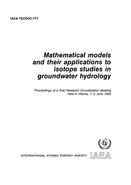 Mathematical Models and Their Applications to Isotope Studies in Groundwater Hydrology