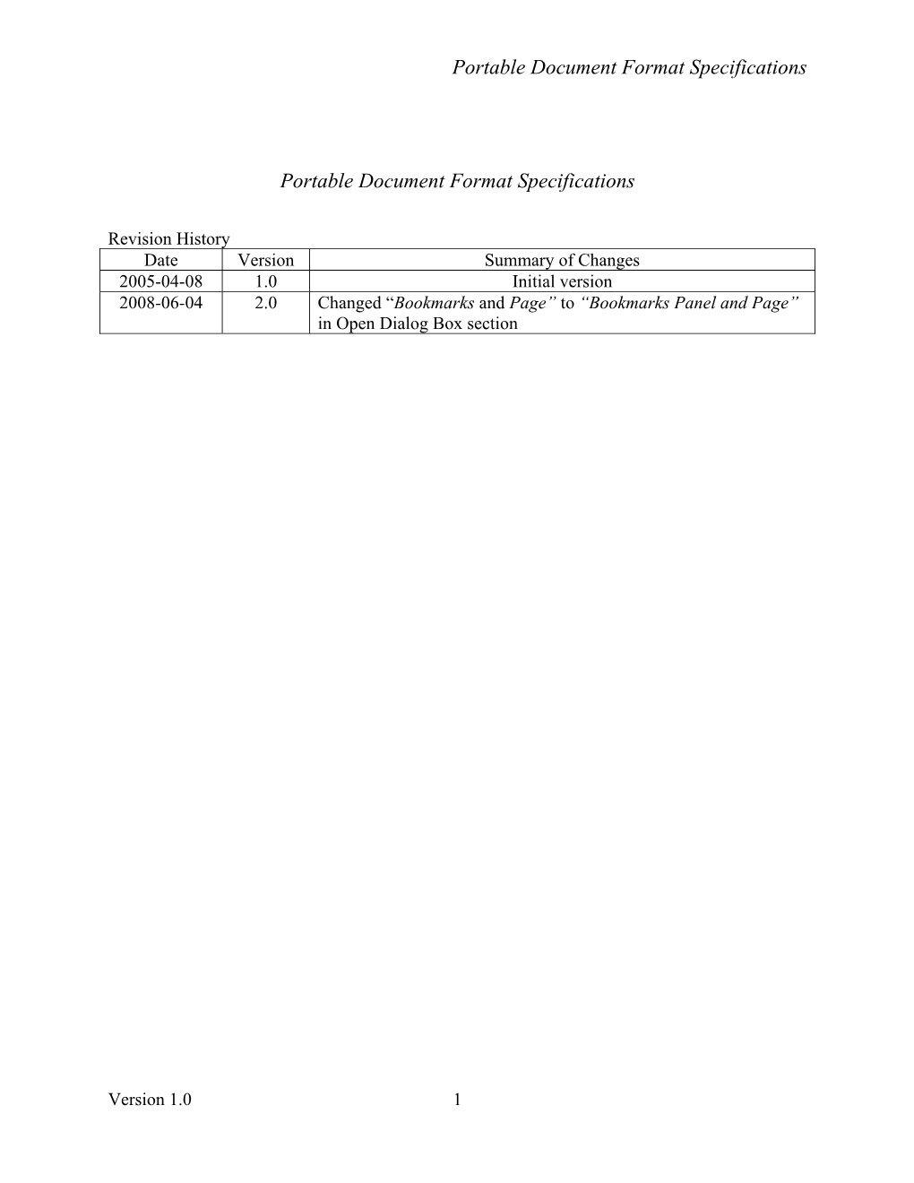 Portable Document Format Specifications