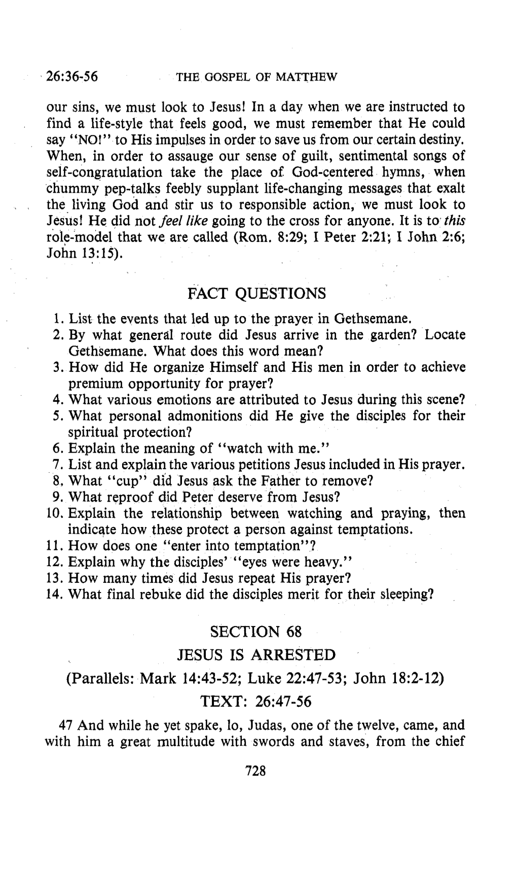 Fact Questions Section 68 Jesus Is Arrested