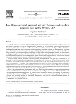 Late Oligocene Bunch Grassland and Early Miocene Sod Grassland Paleosols from Central Oregon, USA