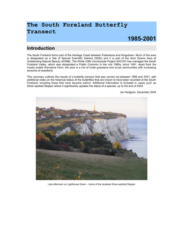 South Foreland Butterfly Transect 1985-2001 Introduction
