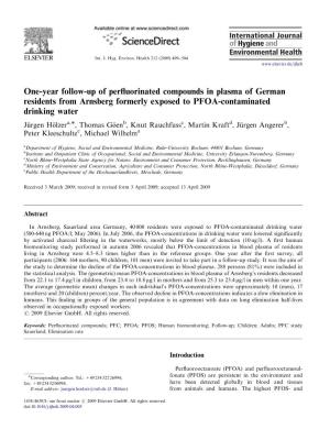 One-Year Follow-Up of Perfluorinated Compounds in Plasma of German Residents from Arnsberg Formerly Exposed to PFOA-Contaminated