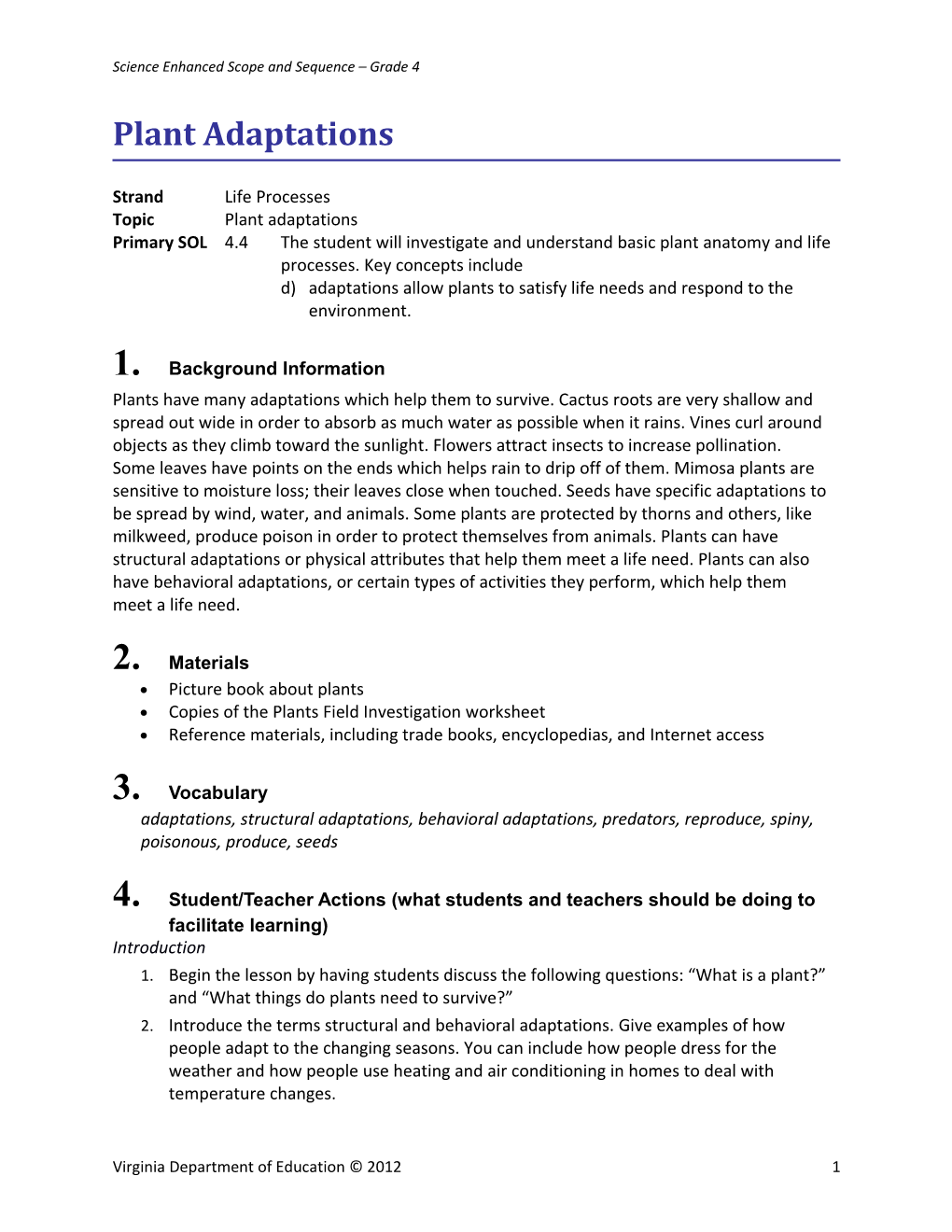 Science Enhanced Scope and Sequence Grade 4 s2