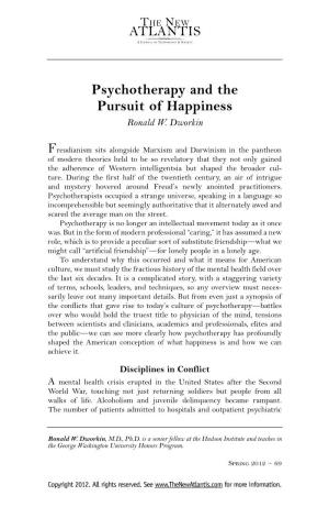Psychotherapy and the Pursuit of Happiness Ronald W
