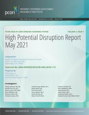 PCORI-HCHSS-High Potential Disruption-May-2021
