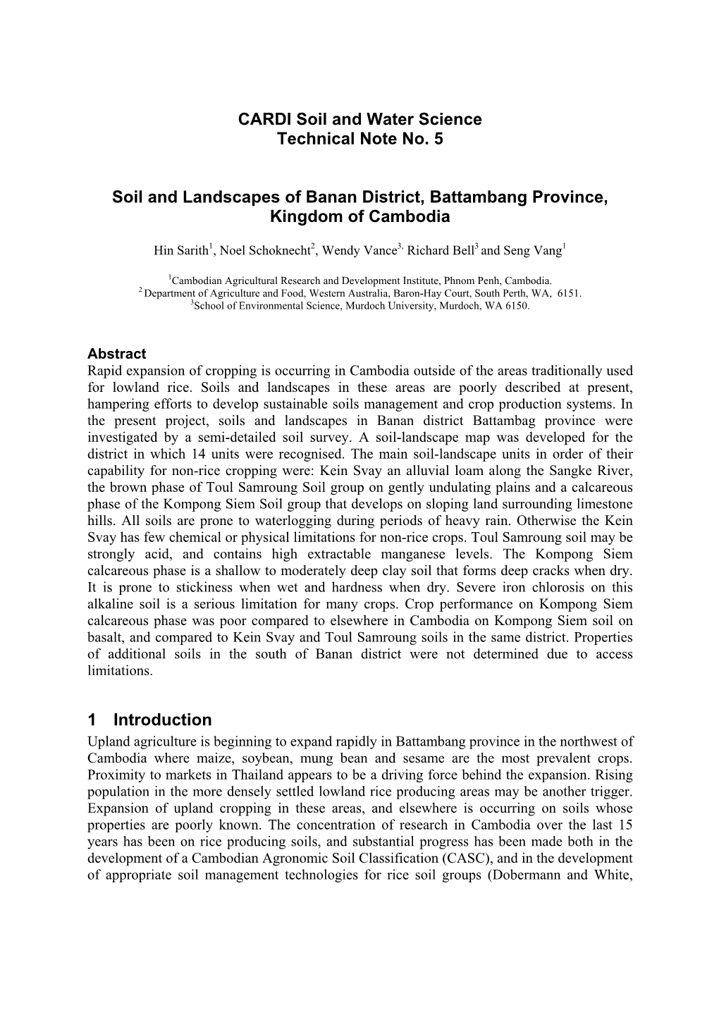 CARDI Soil and Water Science Technical Note No. 5 Soil And