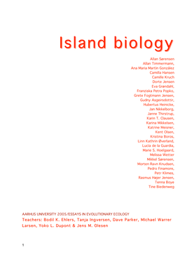 Island Biology Island Biology