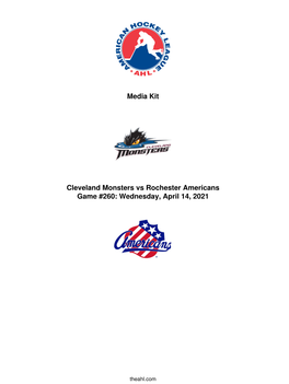 Media Kit Cleveland Monsters Vs Rochester Americans Game #260