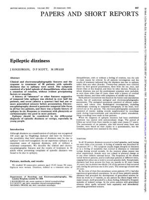 Epileptic Dizziness
