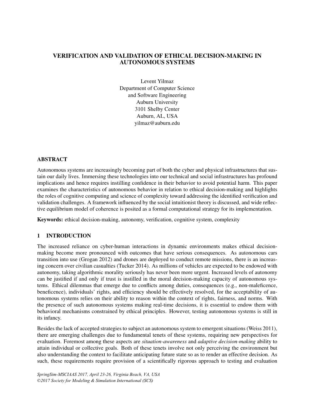 Verification and Validation of Ethical Decision-Making in Autonomous Systems