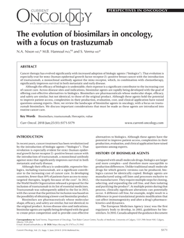 The Evolution of Biosimilars in Oncology, with a Focus on Trastuzumab