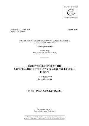 Meeting Conclusions –