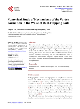 Numerical Study of Mechanisms of the Vortex Formation in the Wake of Dual-Flapping Foils