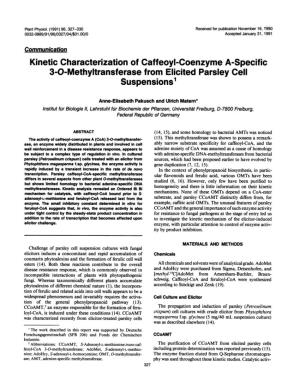 Kinetic Characterization of Caffeoyl-Coenzyme A-Specific 3-0-Methyltransferase from Elicited Parsley Cell Suspensions1