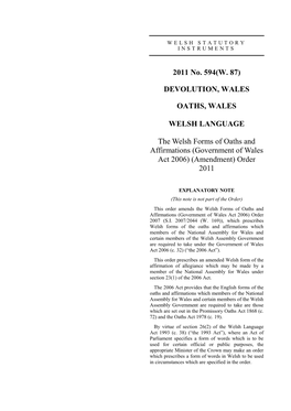 Government of Wales Act 2006) (Amendment) Order 2011