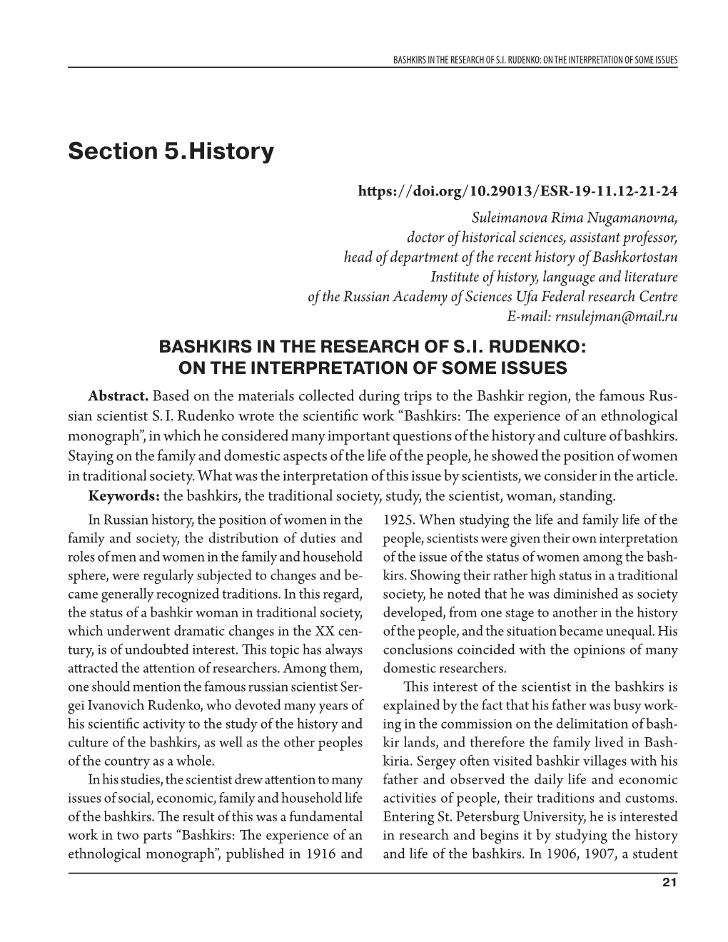 Bashkirs in the Research of Si Rudenko