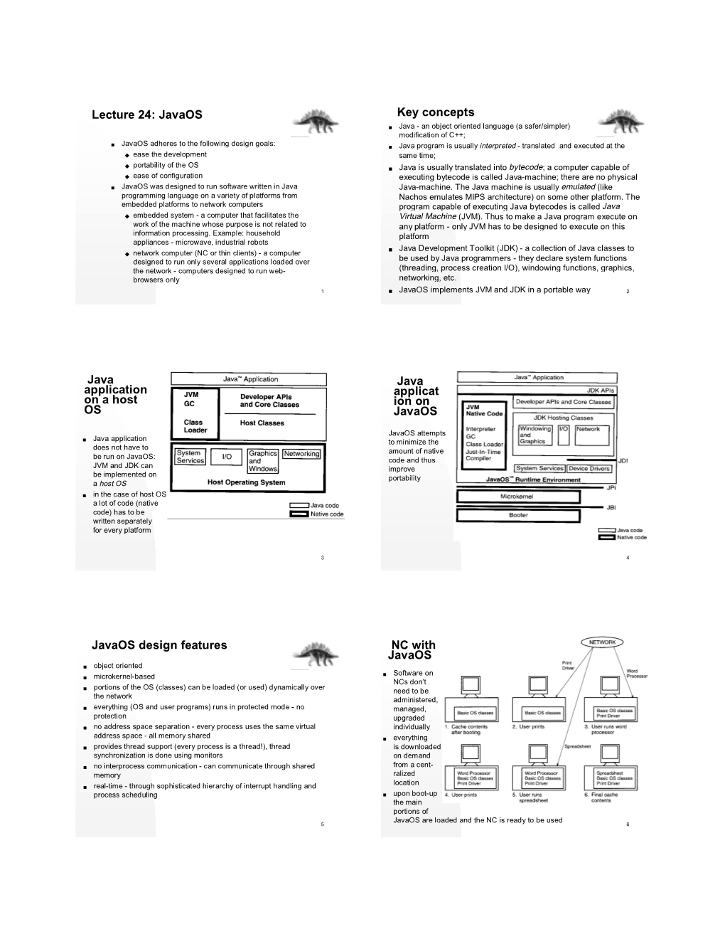 Lecture 24: Javaos Key Concepts Java Application on a Host OS Java