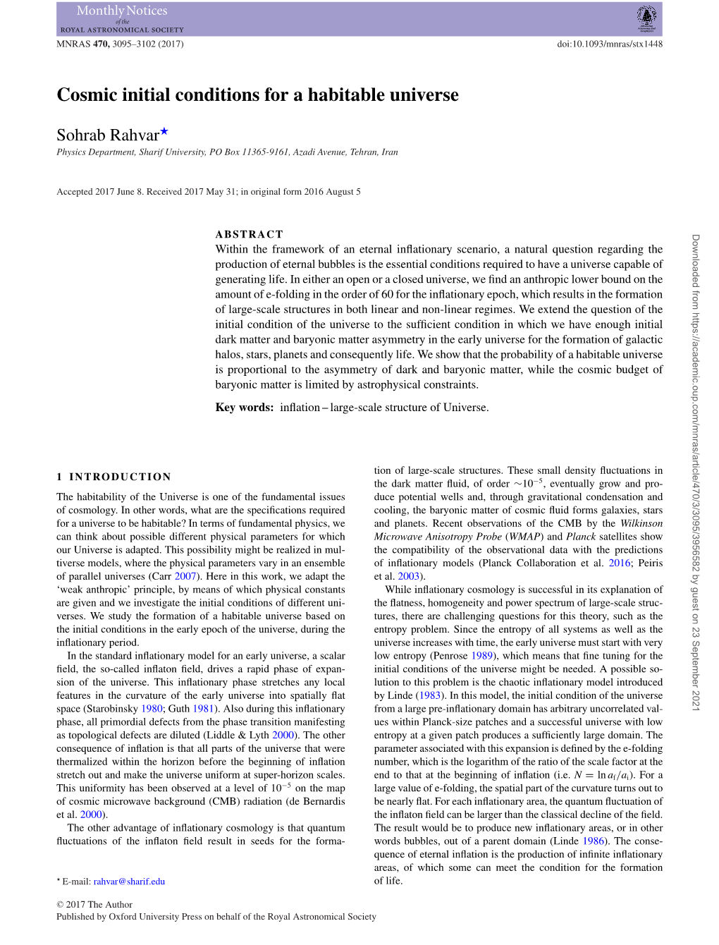 Cosmic Initial Conditions for a Habitable Universe