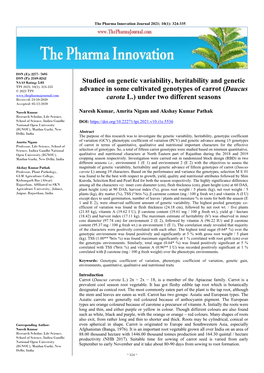 Studied on Genetic Variability, Heritability