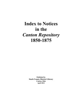 To Notices in the Canton Repository 1850-1875