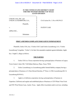Case 1:18-Cv-00159-LY Document 32 Filed 05/30/18 Page 1 of 20