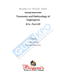 Biyani's Think Tank Taxonomy and Embryology of Angiosperm B.Sc