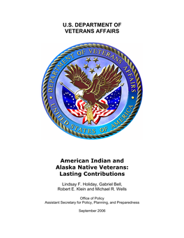 American Indian and Alaska Native Veterans: Lasting Contributions