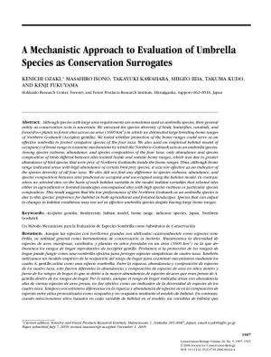 A Mechanistic Approach to Evaluation of Umbrella Species As Conservation Surrogates