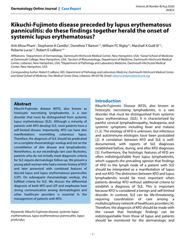 Kikuchi-Fujimoto Disease Preceded by Lupus Erythematosus Panniculitis: Do These Findings Together Herald the Onset of Systemic Lupus Erythematosus?