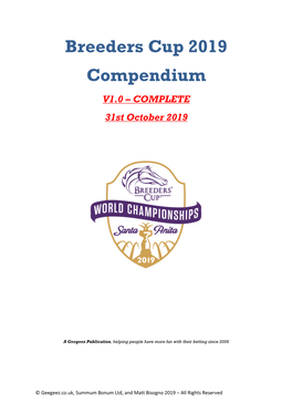 Breeders Cup 2019 Compendium