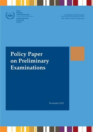 ICC-OTP, Policy Paper on Preliminary Examinations