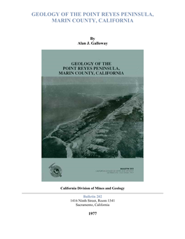 Geology of the Point Reyes Peninsula, Marin County, California