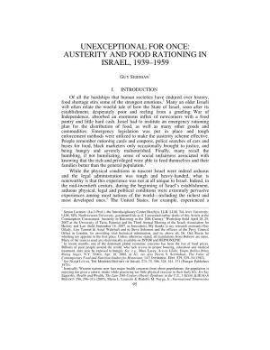 Austerity and Food Rationing in Israel, 1939–1959