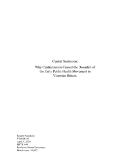 Why Centralization Caused the Downfall of the Early Public Health Movement in Victorian Britain