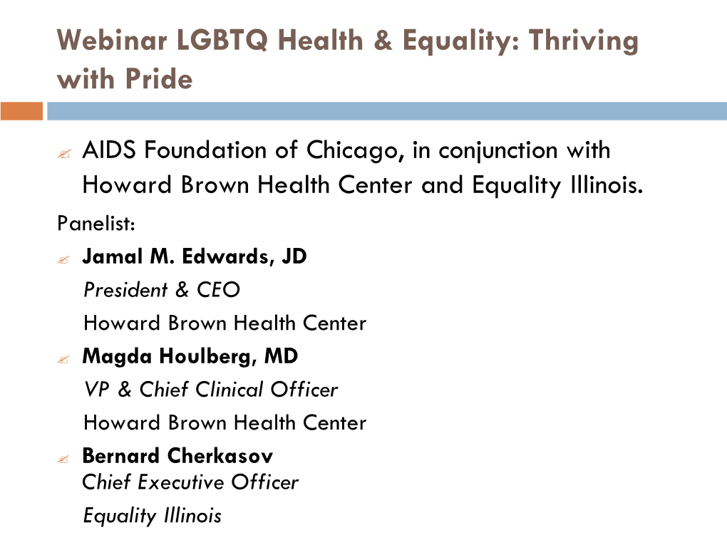 Webinar LGBTQ Health & Equality