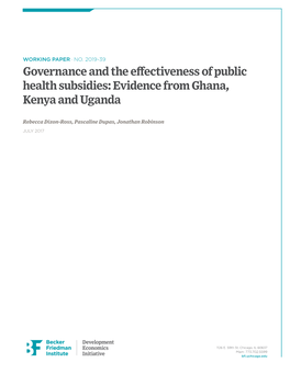 Governance and the Effectiveness of Public Health Subsidies: Evidence from Ghana, Kenya and Uganda