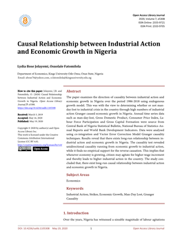 Causal Relationship Between Industrial Action and Economic Growth in Nigeria