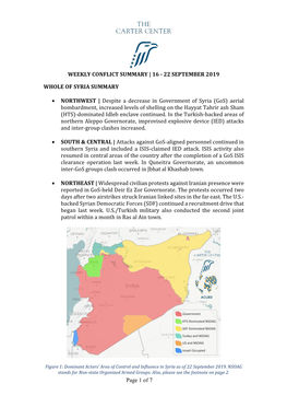 Weekly Conflict Summary | 16 - 22 September 2019