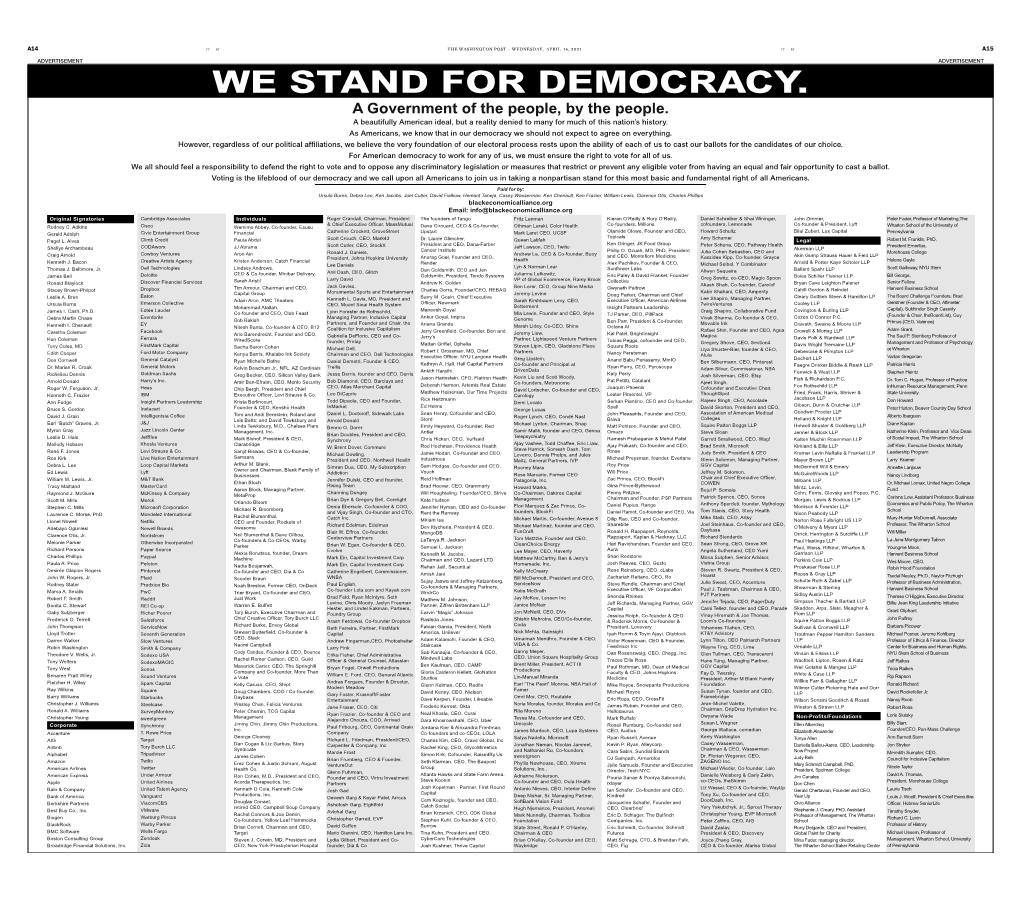 WE STAND for DEMOCRACY. a Government of the People, by the People