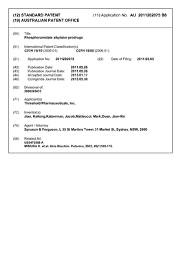 (12) (19) Standard Patent Australian Patent Office