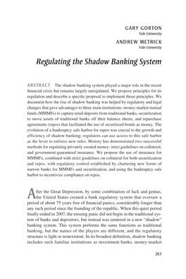 Regulating the Shadow Banking System