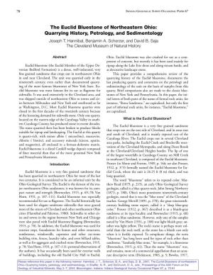 The Euclid Bluestone of Northeastern Ohio: Quarrying History, Petrology, and Sedimentology Joseph T