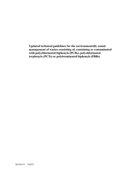 Updated Technical Guidelines for the Environmentally Sound Management of Wastes Consisting Of, Containing Or Contaminated with P