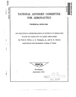 National Advisory Committee for Aeronautics —