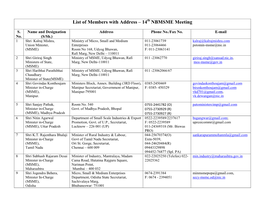 List of Members with Address – 14 NBMSME Meeting