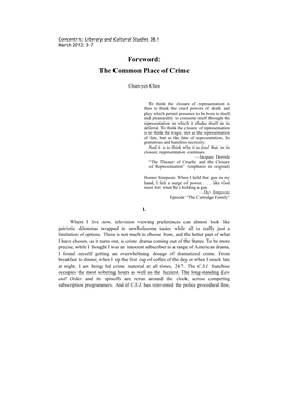Foreword: the Common Place of Crime