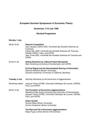 European Summer Symposium in Economic Theory